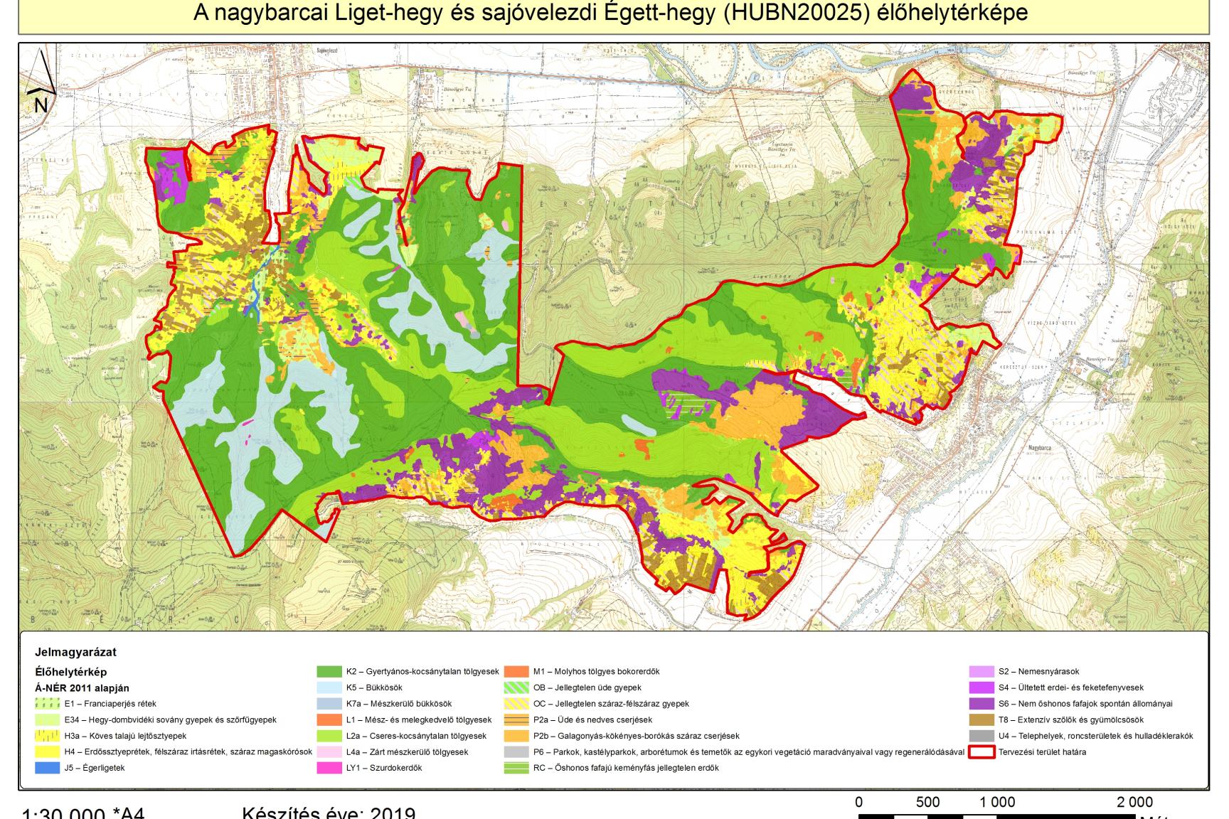 6. ábra: A tervezési terület élőhelytérképe (Á-NÉR 2011 alapján)