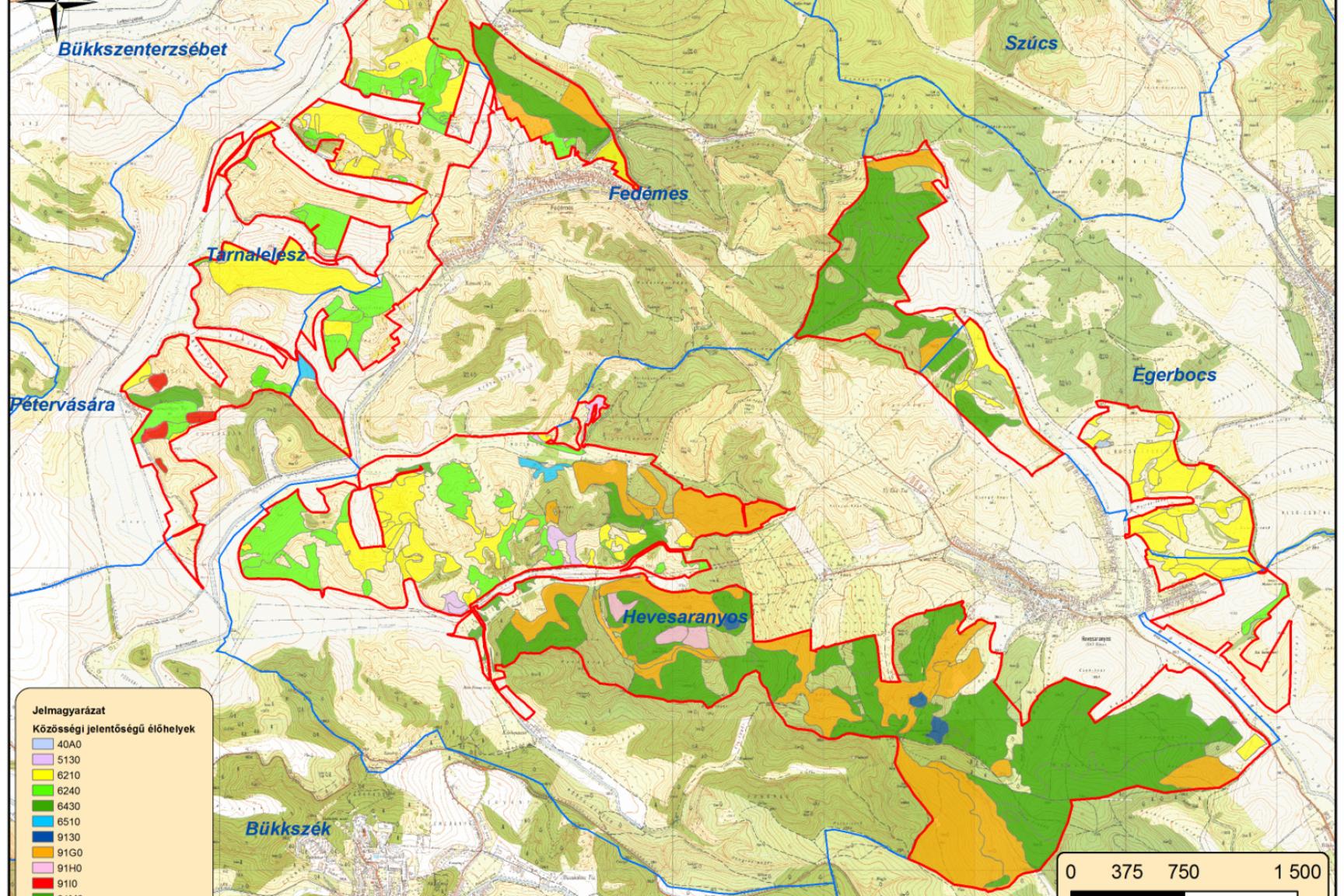 7. ábra: A tervezési terület közösségi jelentőségű (Natura 2000) élőhelytérképe