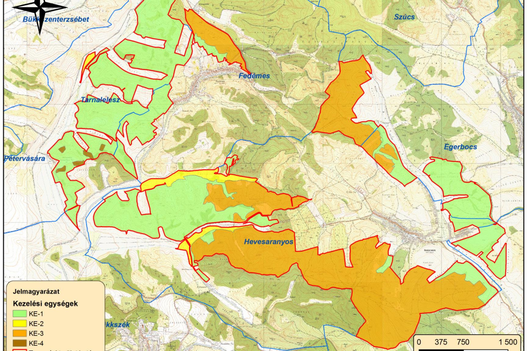 A tervezési terület kezelési egységeit lehatároló térkép (2014)