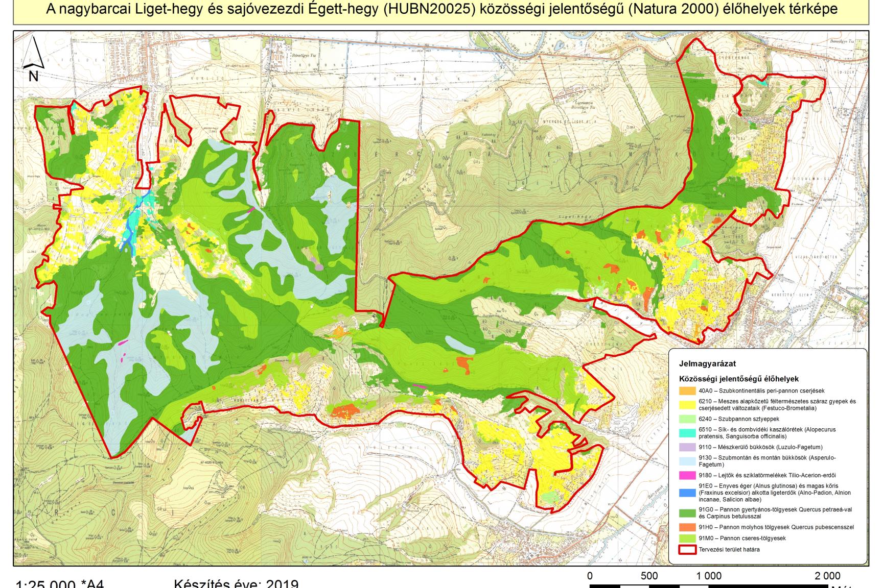 7. ábra: A tervezési terület közösségi jelentőségű (Natura) élőhelytérképe