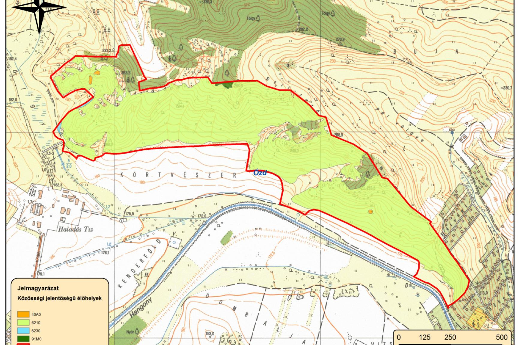 6. ábra: A tervezési terület közösségi jelentőségű (Natura. 2000 élőhelytérképe)