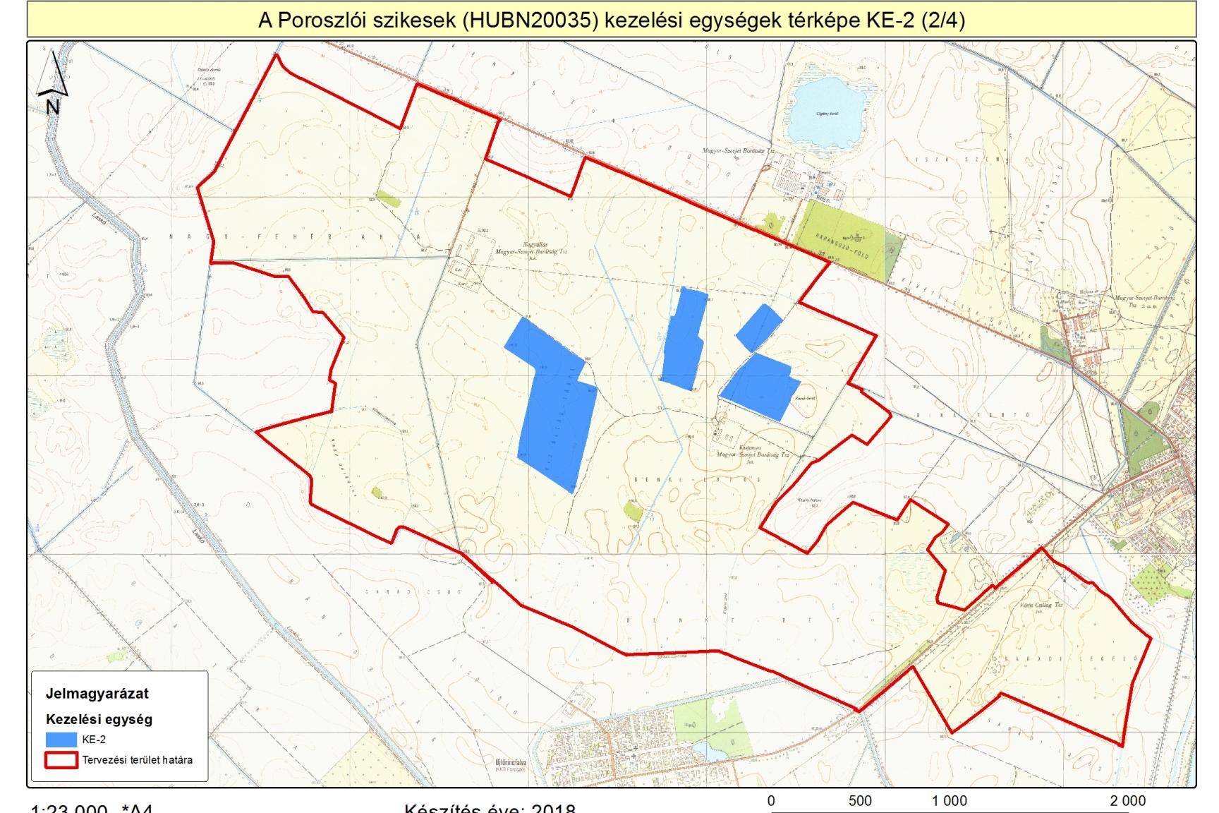 A tervezési terület KE2 kezelési egységét lehatároló térkép (2014)
