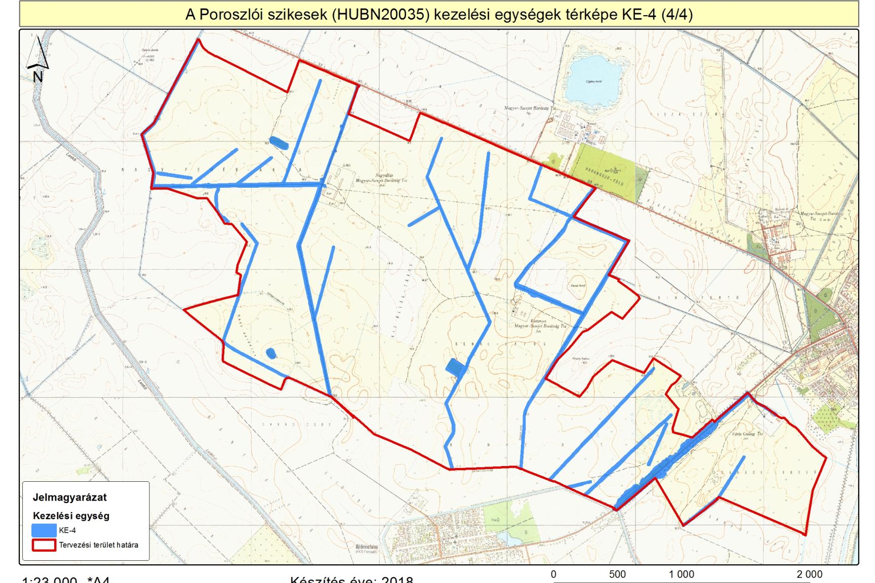 A tervezési terület KE4 kezelési egységét lehatároló térkép (2014)