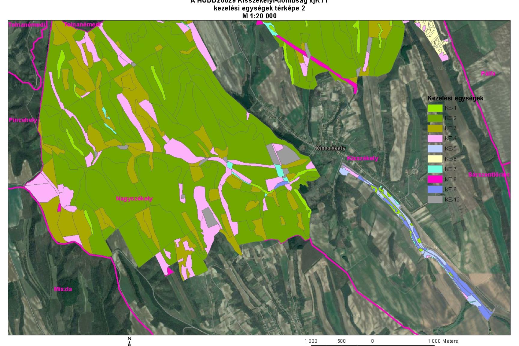 2. ábra: A HUDD20029 Kisszékelyi-dombság kjTT kezelési egységek térképe 2