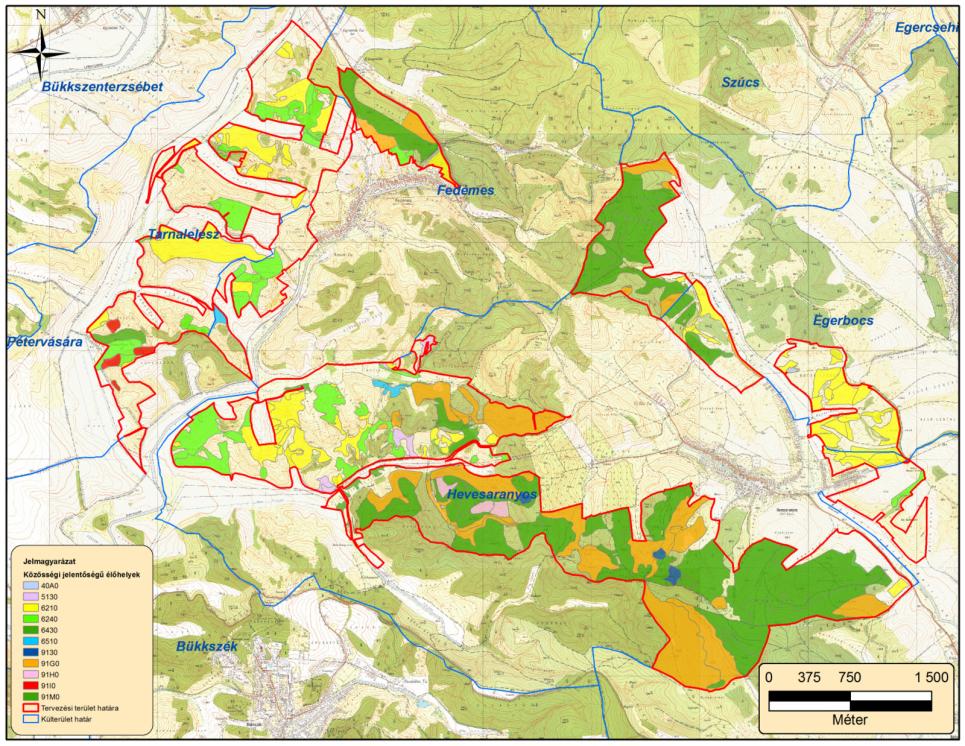 7. ábra: A tervezési terület közösségi jelentőségű (Natura 2000) élőhelytérképe