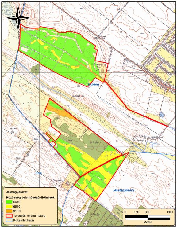 6. ábra: A tervezési terület közösségi jelentőségű (Natura 2000) élőhelytérképe
