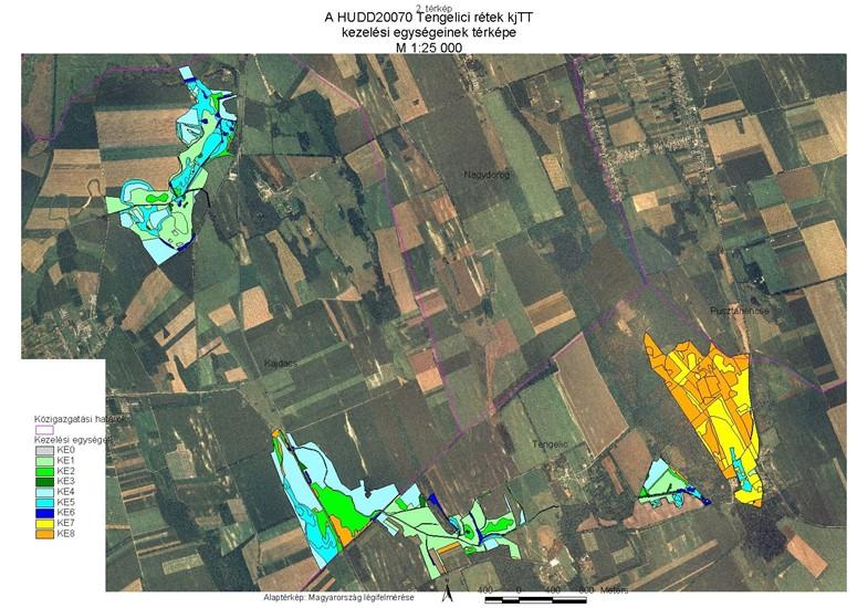 2. ábra: Tengelici rétek kiemelt jelentőségű természet-megőrzési terület (HUDD20070) kezelési egységeinek térképe