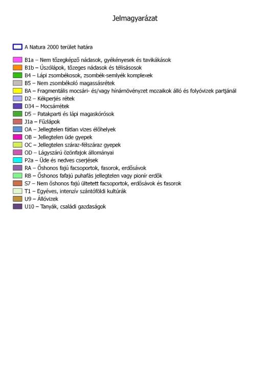4. ábra: A Daru-rét különleges természetmegőrzési terület domináns élőhelytípusai - jelmagyarázat
